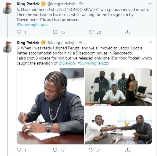 "See my reward for helping Peruzzi" Record producer who claims to have helped Peruzzi before he got recognized, accuses him of betrayal 