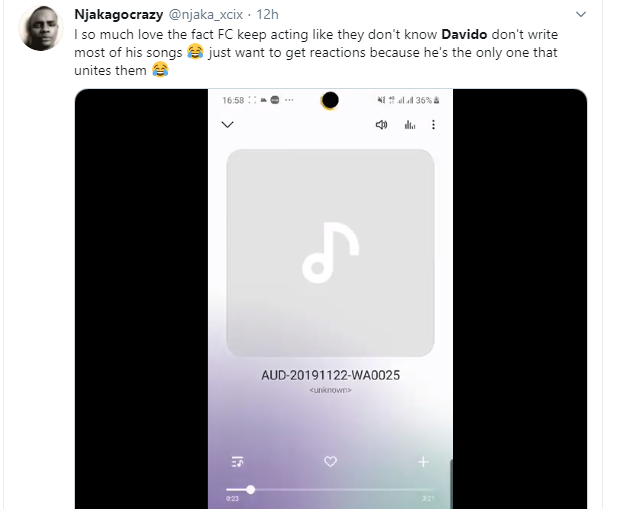 Nigerians react to Davido not writing his hit song 