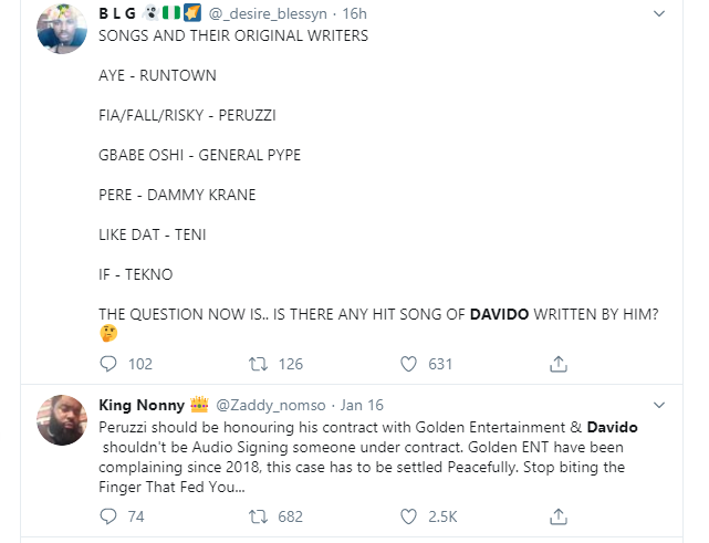 Nigerians react to Davido not writing his hit song 
