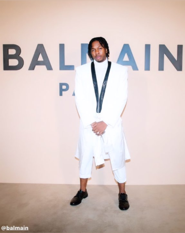 Runtown pictured at the 2020 Paris Fashion Week after getting an invite from Balmain