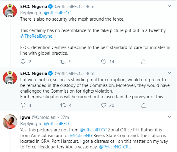 EFCC disowns purported pictures of Port Harcourt detention facility