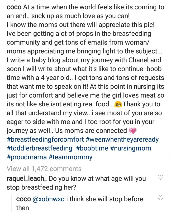 Coco Austin reacts to critics who called her out for still breastfeeding her 4-year-old daughter