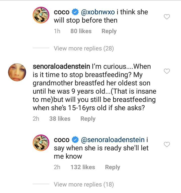 Coco Austin reacts to critics who called her out for still breastfeeding her 4-year-old daughter