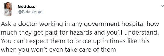 Hazard allowance is N5,000- Nigerian doctor explains why doctors are embarking on strike despite Coronavirus pandemic