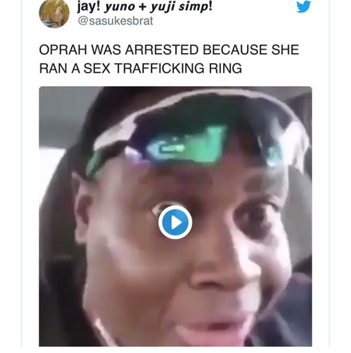 Oprah Winfrey reacts to reports that she was arrested on sex trafficking and child porn charges