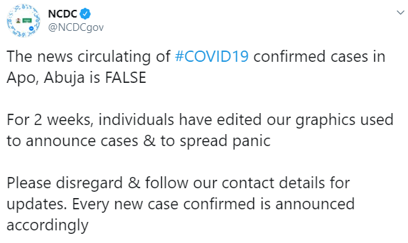 No case of Coronavirus in Abuja- NCDC