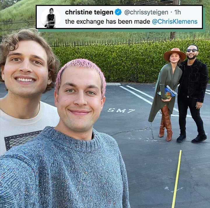 Chrissy Teigen trades banana bread for lettuce with a complete stranger she met on Twitter during coronavirus lockdown (video)