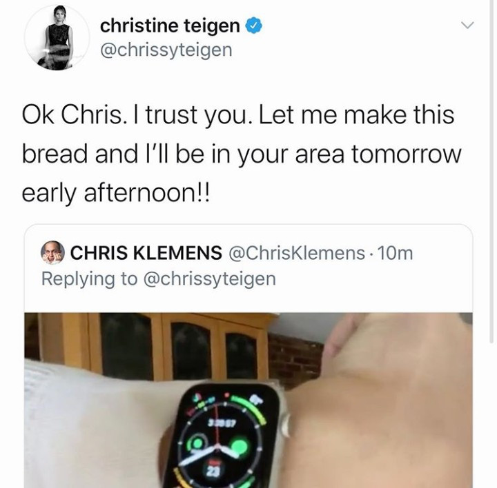 Chrissy Teigen trades banana bread for lettuce with a complete stranger she met on Twitter during coronavirus lockdown (video)