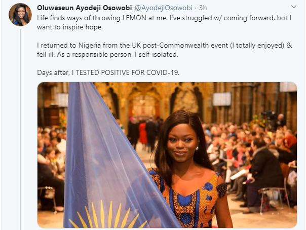 One of the coronavirus patients who was discharged today in Lagos after surviving the disease, shares her story