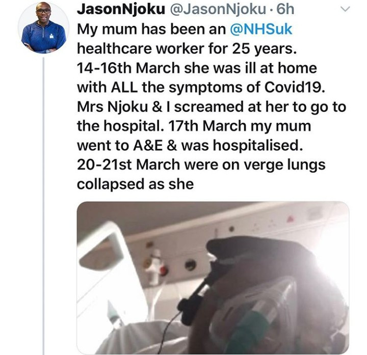 Jason Njoku narrates how his 73-year-old mother almost died from coronavirus