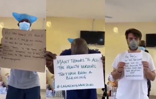 Coronavirus patients receiving treatment in Lagos hospital appeal to Nigerians to stay at home (video)