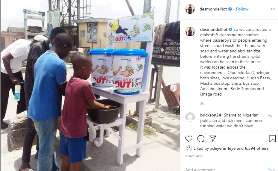 Coronavirus: Desmond Elliot called out over his 