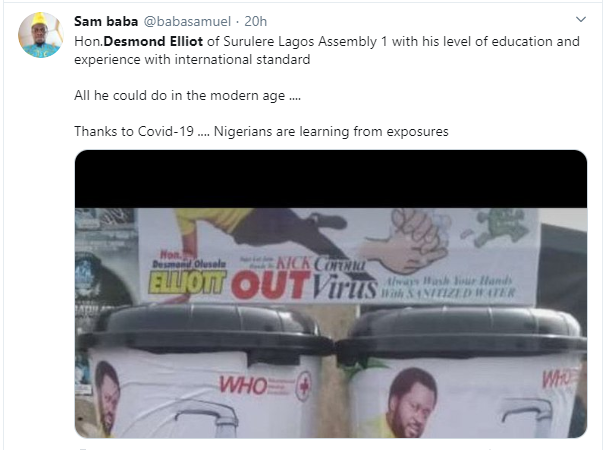 Coronavirus: Desmond Elliot called out over his 