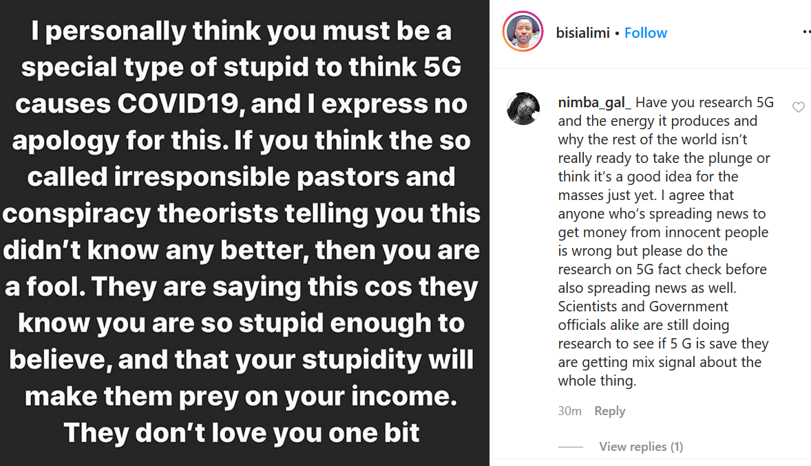 I don?t care who your pastor is, you must be stupid to think 5G causes COVID-19 - Bisi Alimi reacts after Pastor Chris Oyakhilome linked Coronavirus and 5G network to Antichrist  