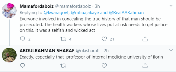 Outrage as professor of medicine is accused of "colluding" with late Coronavirus patient to hide his travel history from doctors, nurses and burial attendants in Kwara