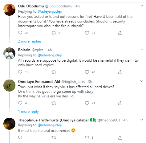 Nigerians react to the fire incident at the office of the Accountant General of the Federation
