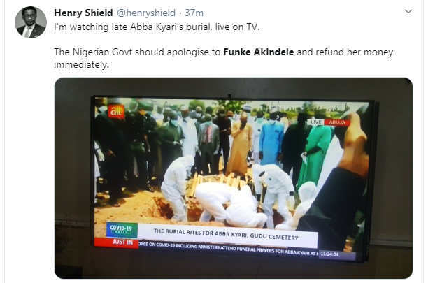 Why Funke Akindele trended on twitter during the burial of President Buhari