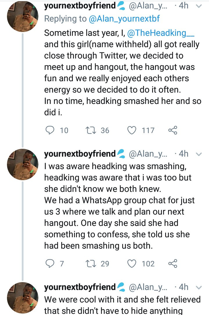Two male Twitter influencers release sextape of a female Twitter influencer who allegedly had threesome with them 8 times
