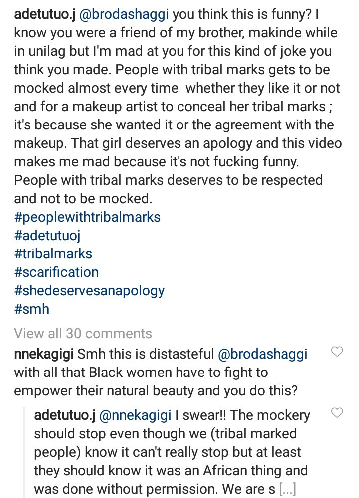 Model with prominent tribal marks, Adetutu OJ calls out Broda Shaggi for his 