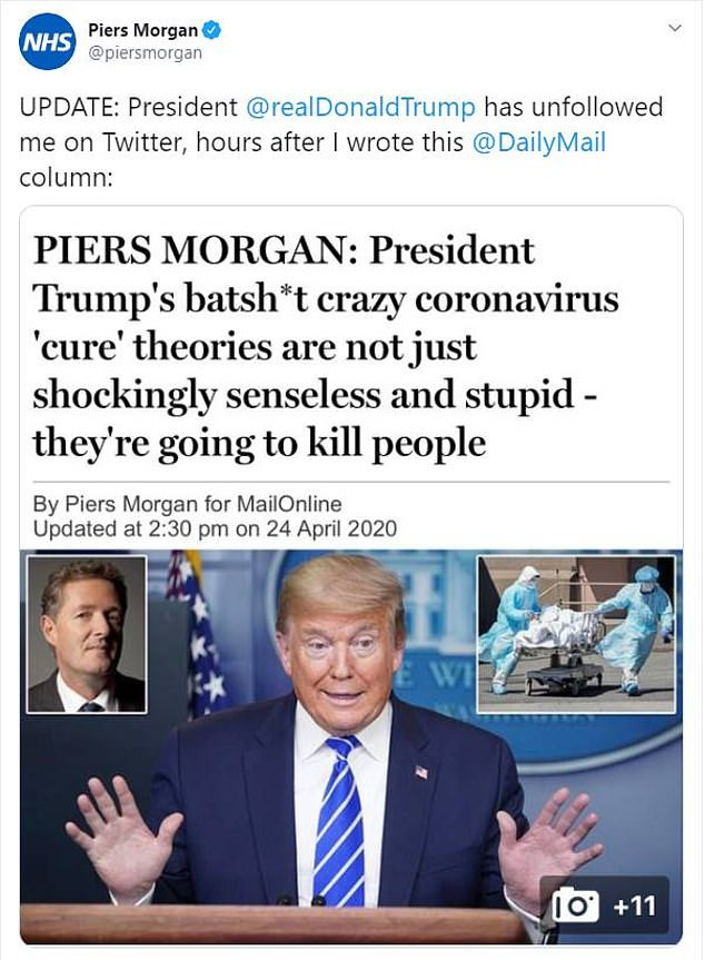 Piers Morgan ends his 15-year friendship with Donald Trump with a brutal open letter to the US president?