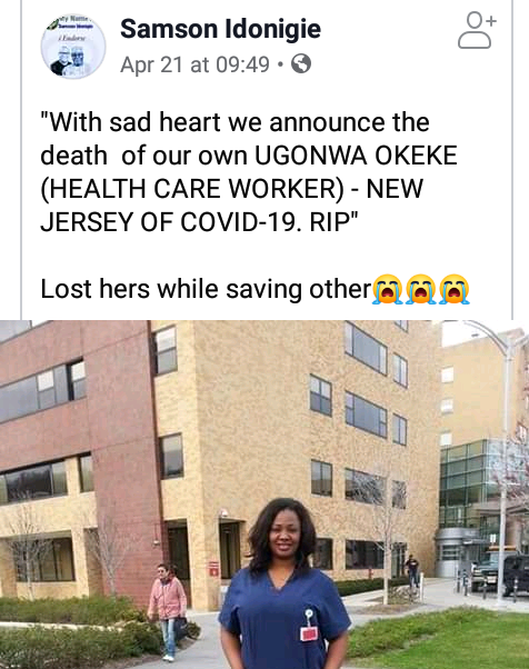 Nigerian healthcare worker dies of Coronavirus in the U.S