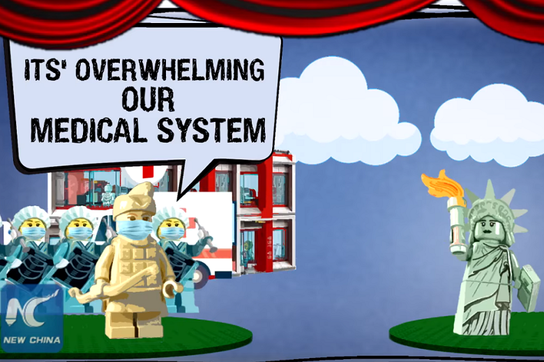 See the new animation created and published by China mocking the US