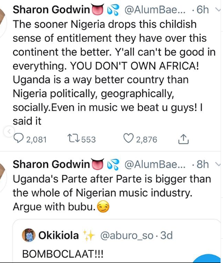 Nigerians and Ugandans drag each other after a Ugandan tweeted that 