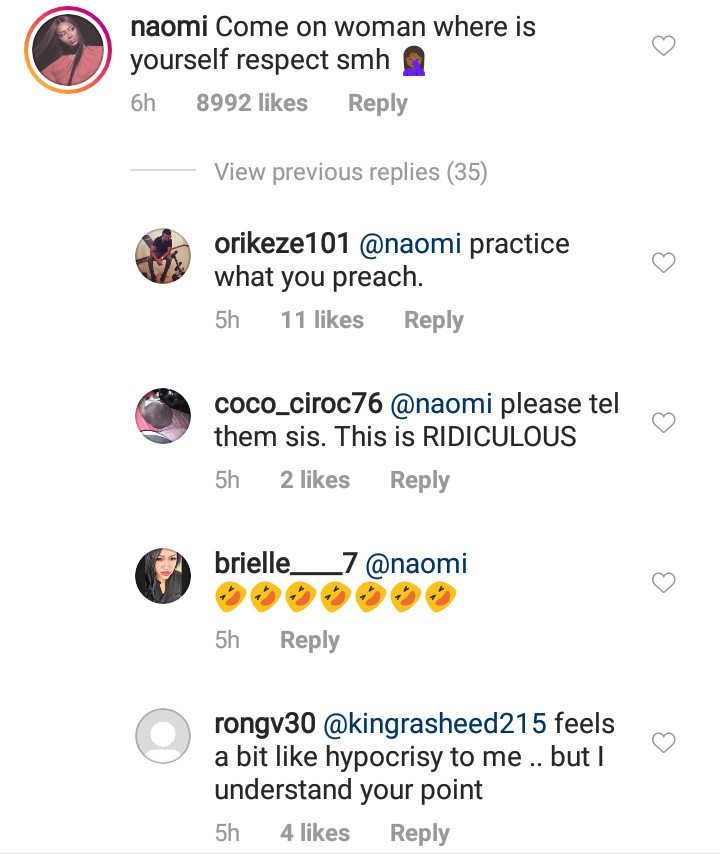 Naomi Campbell gets called out after she condemned a scantily-clad woman who twerked on DJ Khaled