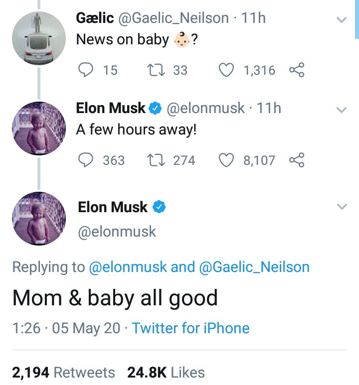 Elon Musk and singer Grimes welcome their first child together