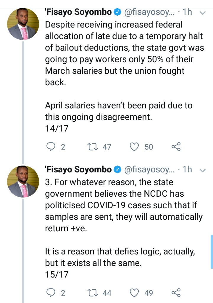 Journalist, Fisayo Soyombo accuses Kogi Government of covering up COVID-19 cases and deaths in the state as he narrates shocking incidents at FMC Lokoja