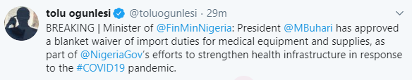 President Buhari approves waiver of import duties for medical equipment