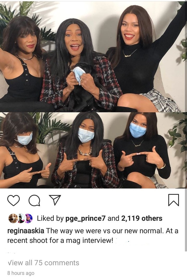 Regina Askia and her daughters could pass for triplets