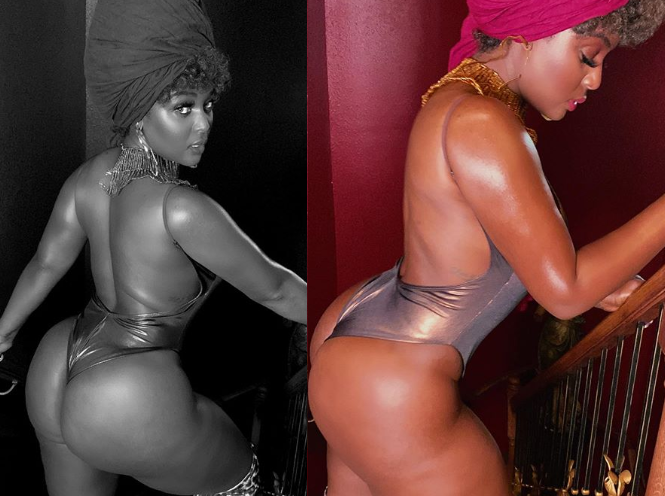 Amara La Negra shows off her massive backside in one-piece thong bodysuit (photos)
