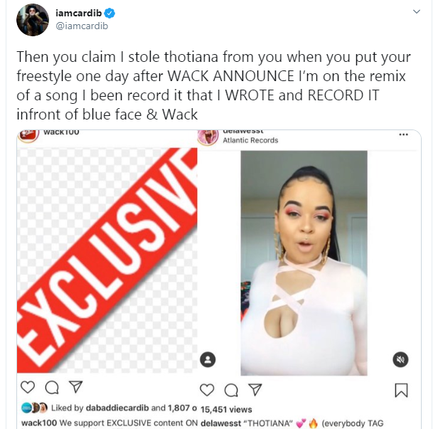 Never heard about you till you started using my name - Cardi B slams female rapper who accused her of stealing her lyrics 