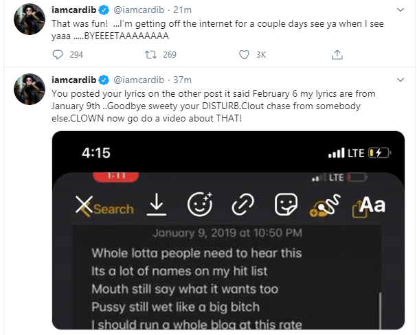 Never heard about you till you started using my name - Cardi B slams female rapper who accused her of stealing her lyrics 