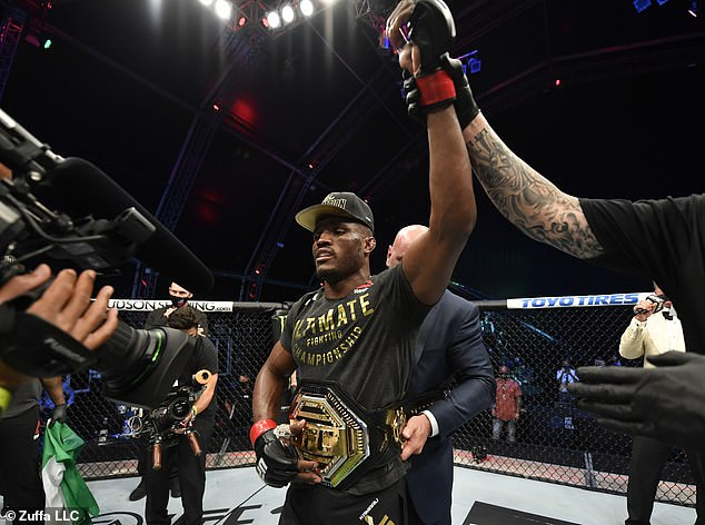 Nigerian UFC star, Kamaru Usman retains his Welterweight title by unanimous win after beating Jorge Masvidal (Photos)