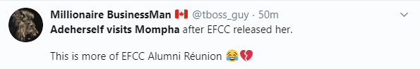 Twitter users react as Mompha pays Adeherself a visit after her release from EFCC custody (video)