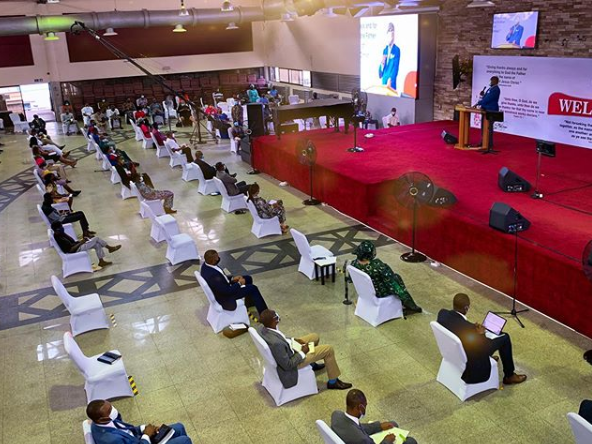 Christians adorn facemask and observe social distancing as churches in Lagos reopen for service (photos)