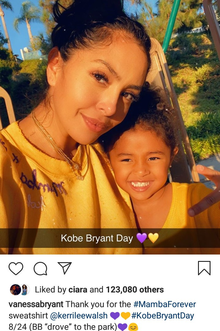 Vanessa Bryant thanks everyone for the love shown her family on Kobe Bryant day after Ciara visited and gifted her daughter a mini Range Rover (photos)