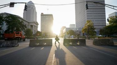 A street in Louisville is blocked off