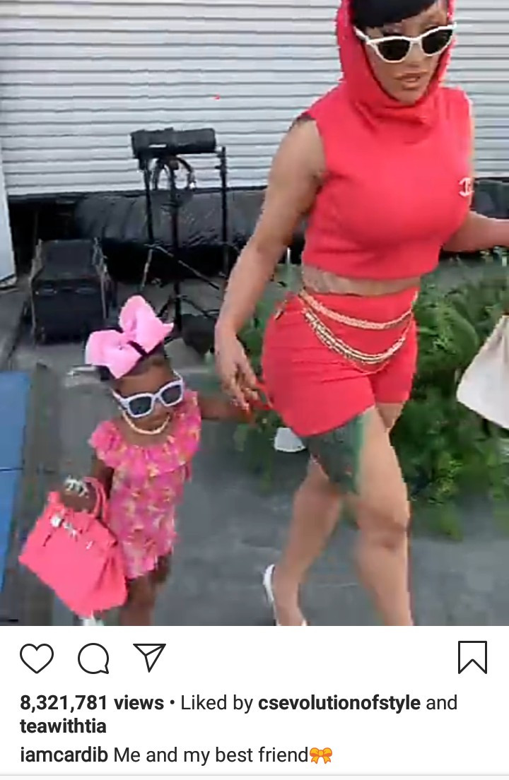 Cardi B and daughter Kulture step out in their pink Hermes bags  