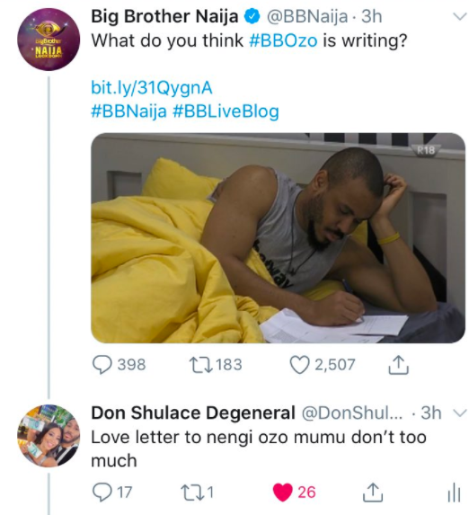 See the three love notes Ozo wrote to Nengi that has Nigerians talking