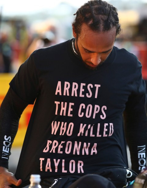 Black Lives Matter: Lewis Hamilton wears Breonna Taylor t-shirt as he calls for justice at Formula One race (photos)