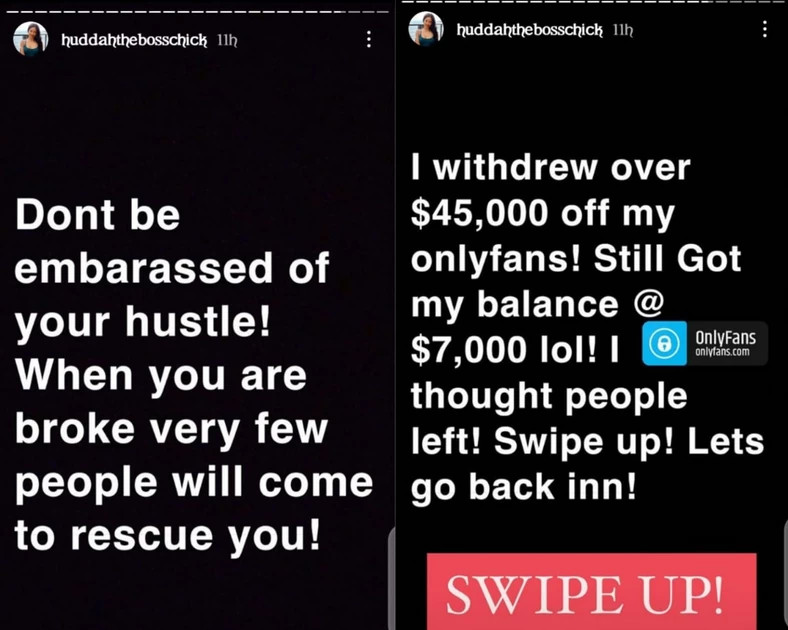 Don?t be embarrassed by your hustle - Huddah Monroe reveals she made N20m from sharing her nude photos and videos on OnlyFans