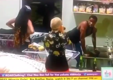 #BBNaija: Nengi left in shock as she walked in on Neo washing Vee