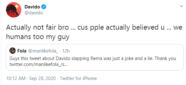 Davido reacts to allegation of slapping Rema at backstage of BBNaija arena