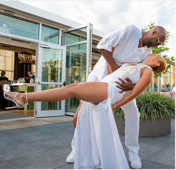 Lamar Odom and his fiancee Sabrina Parr share lovely photos from their all-white engagement party