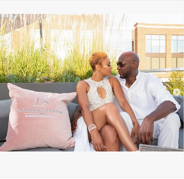Lamar Odom and his fiancee Sabrina Parr share lovely photos from their all-white engagement party