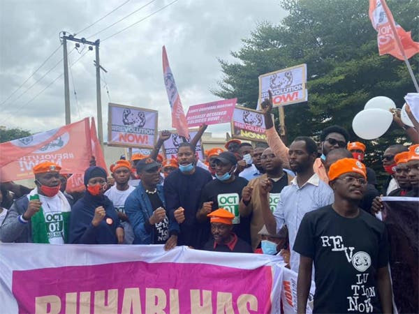 Over 30 arrested as #RevolutionNow protesters storm Lagos streets on Independence day to demand end to bad governance 