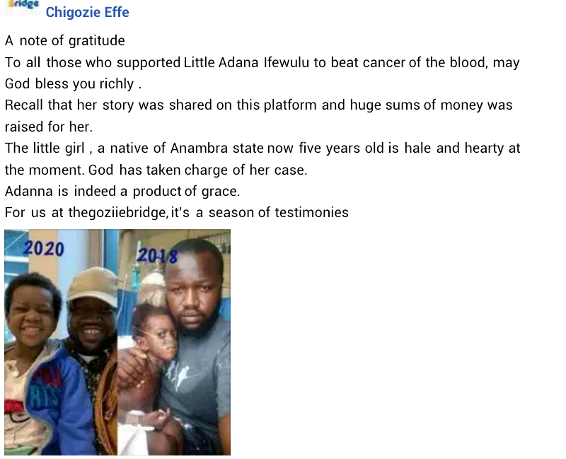 Amazing transformation of 5-year-old Nigerian girl who beat cancer of the blood